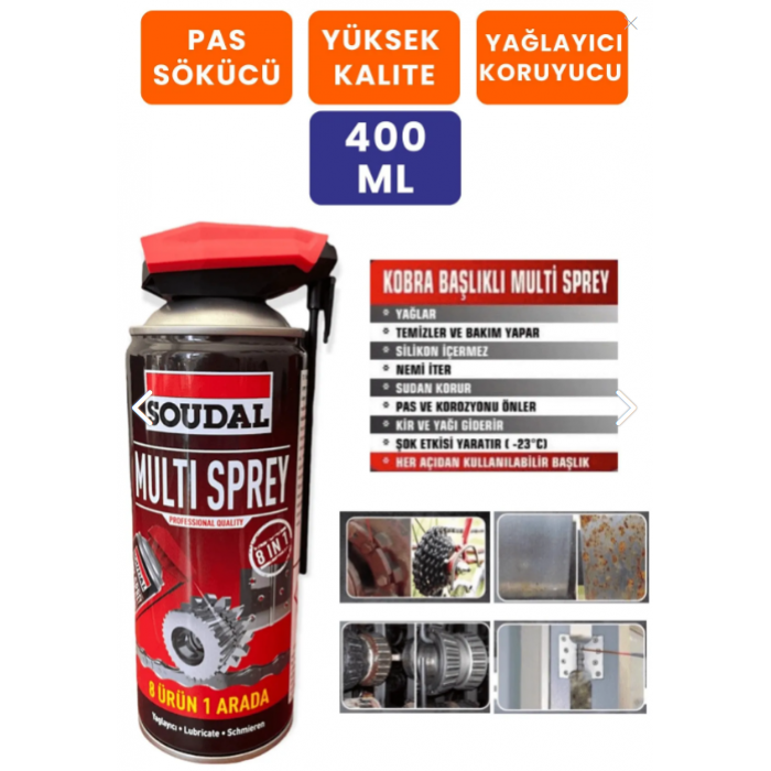 Soudal Multi Sprey 400 Ml Pas Sökücü Çok Amaçlı Yağlayıcı