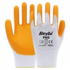 Beybi PN5 Polyester Örme Nitril Eldiven (12 Adet)